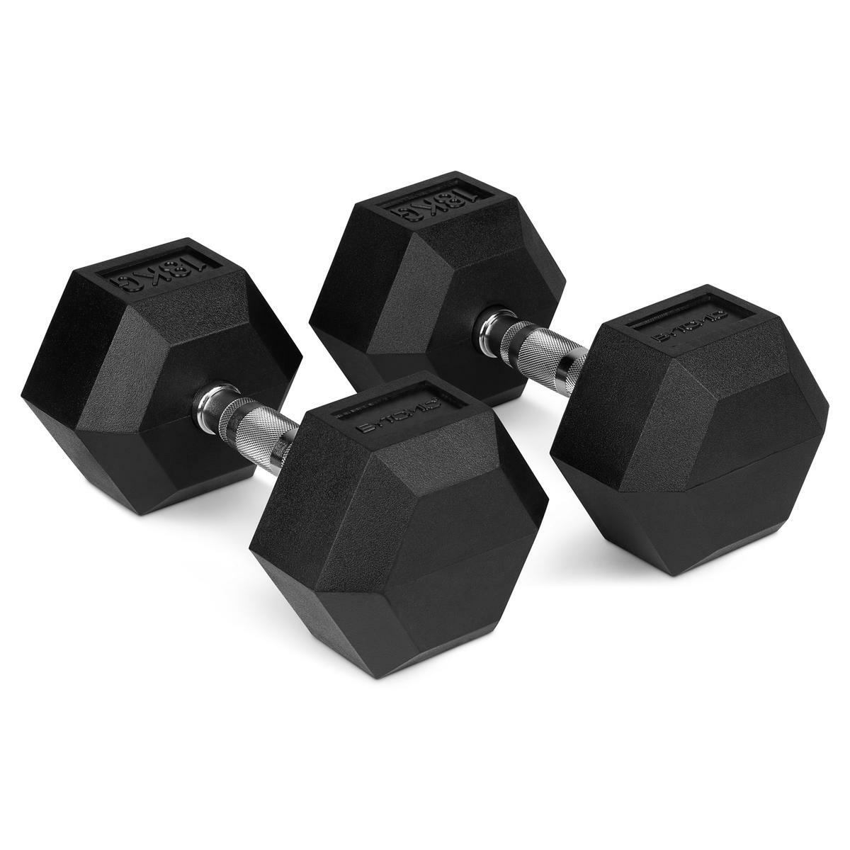 Black Bytomic Rubber 18kg Hexagon Dumbbell Set