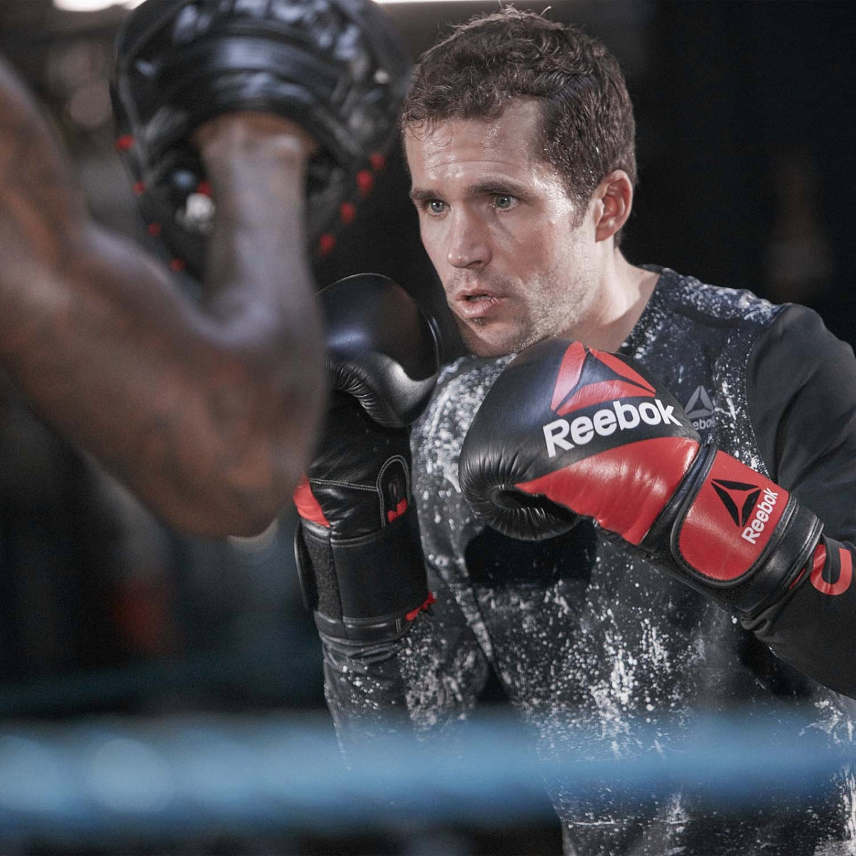 Black/Red Reebok Leather Boxing Gloves