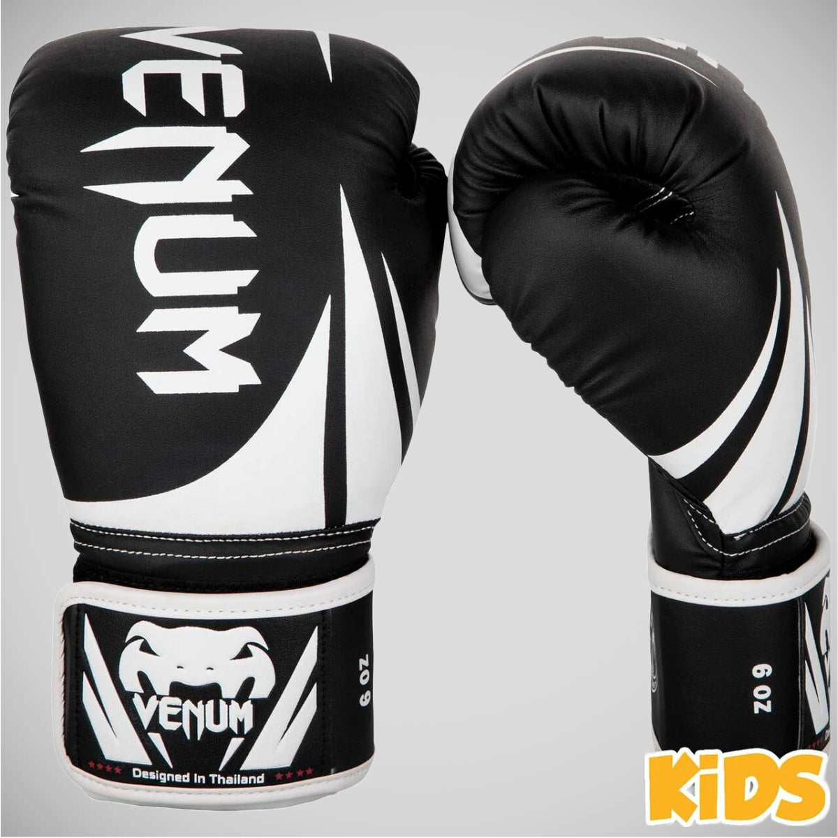 Black/White Venum Challenger 2.0 Kids Boxing Gloves
