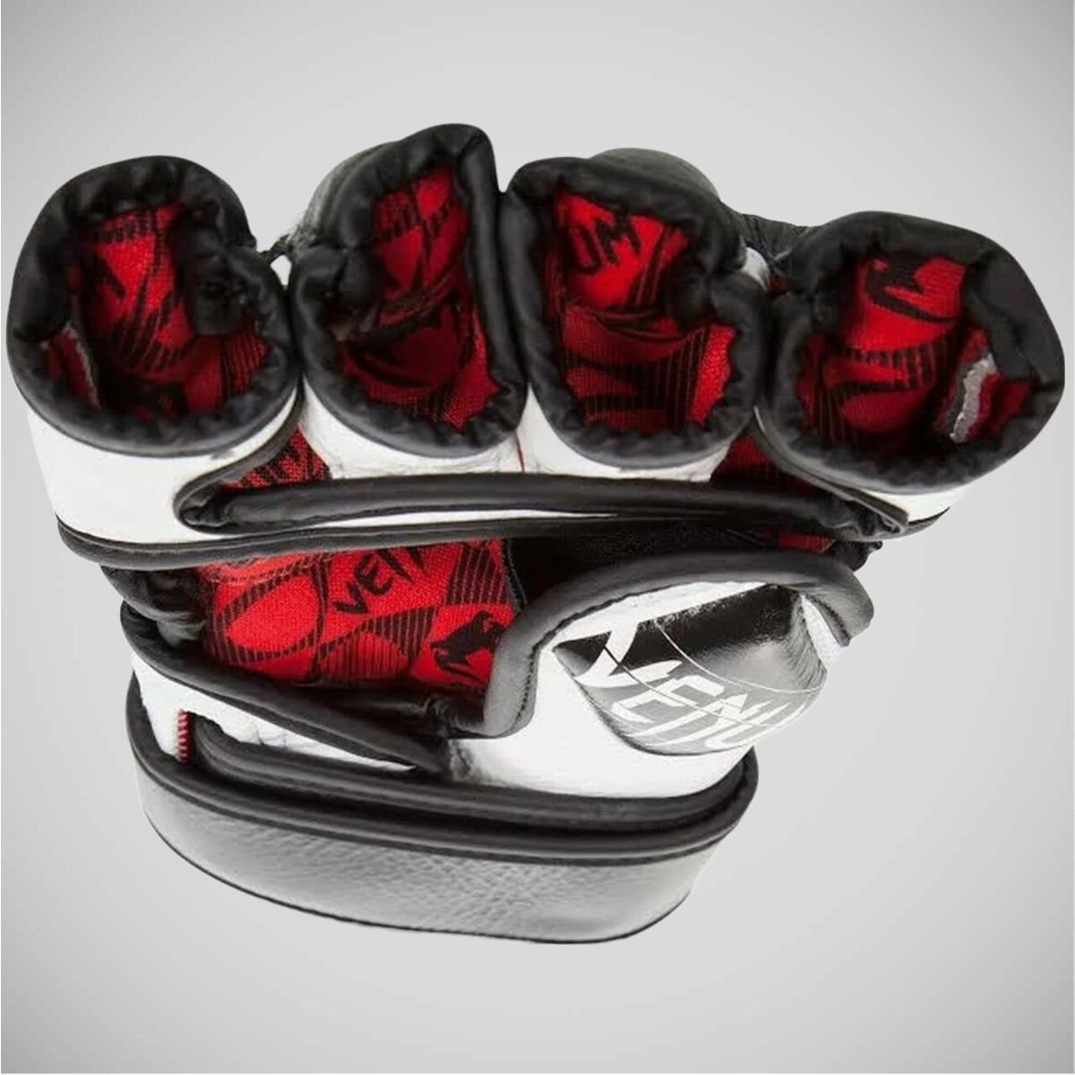 Black/White Venum Undisputed 2.0 Leather MMA Fight Gloves