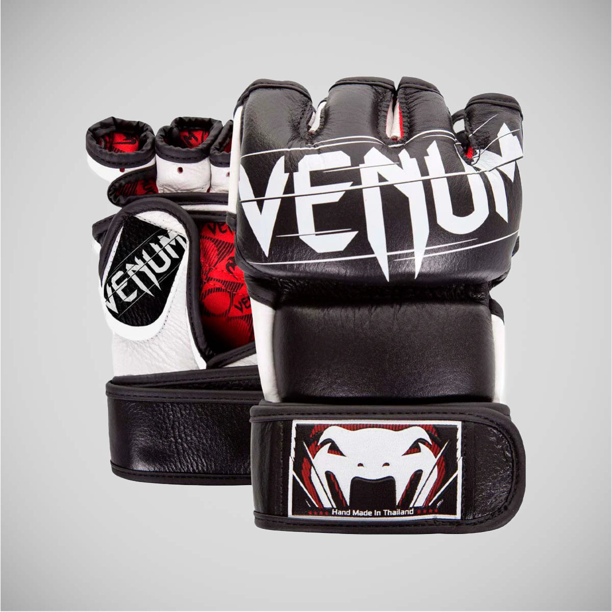 Black/White Venum Undisputed 2.0 Leather MMA Fight Gloves