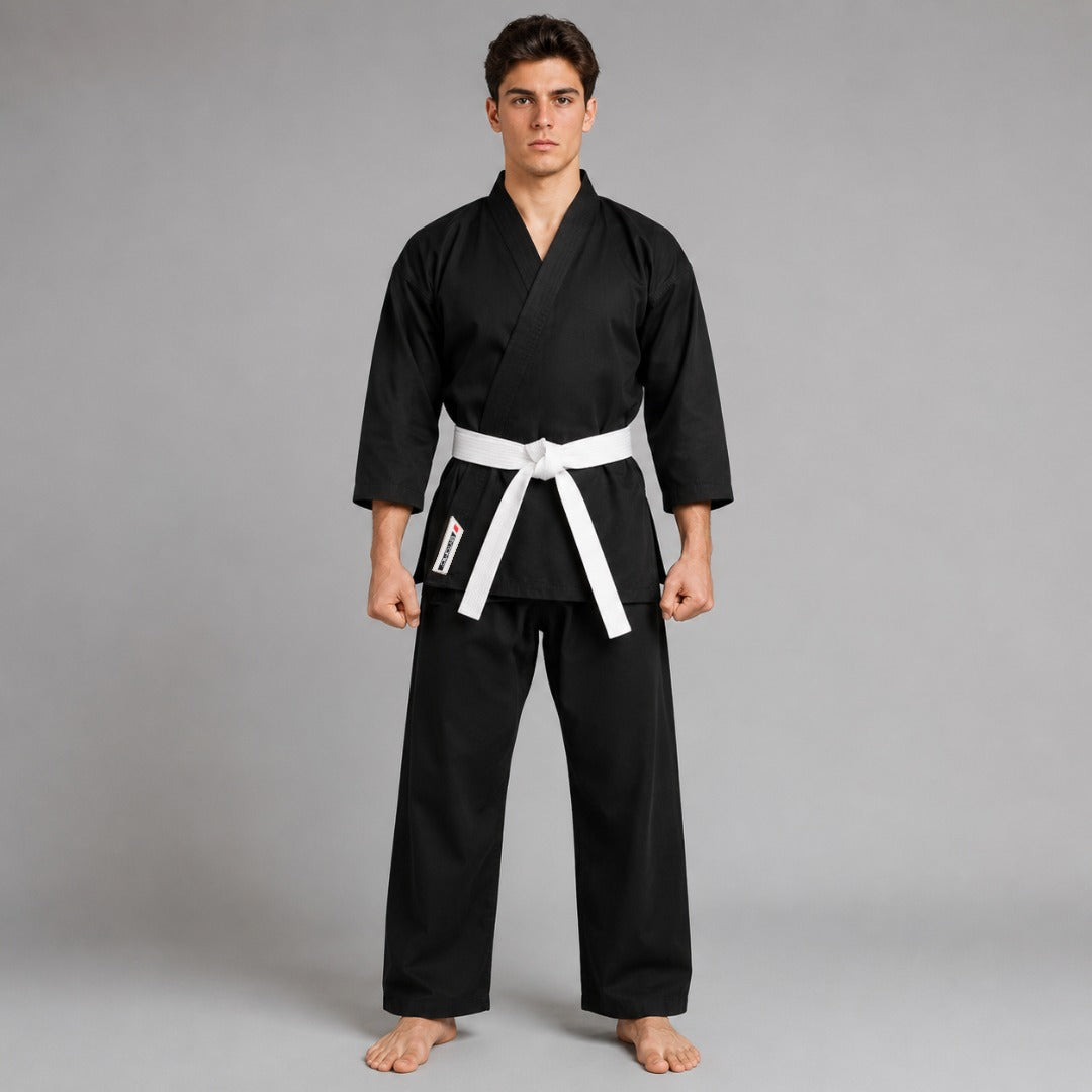 Black Bytomic Red Label 7oz Cotton Adult Karate Uniform