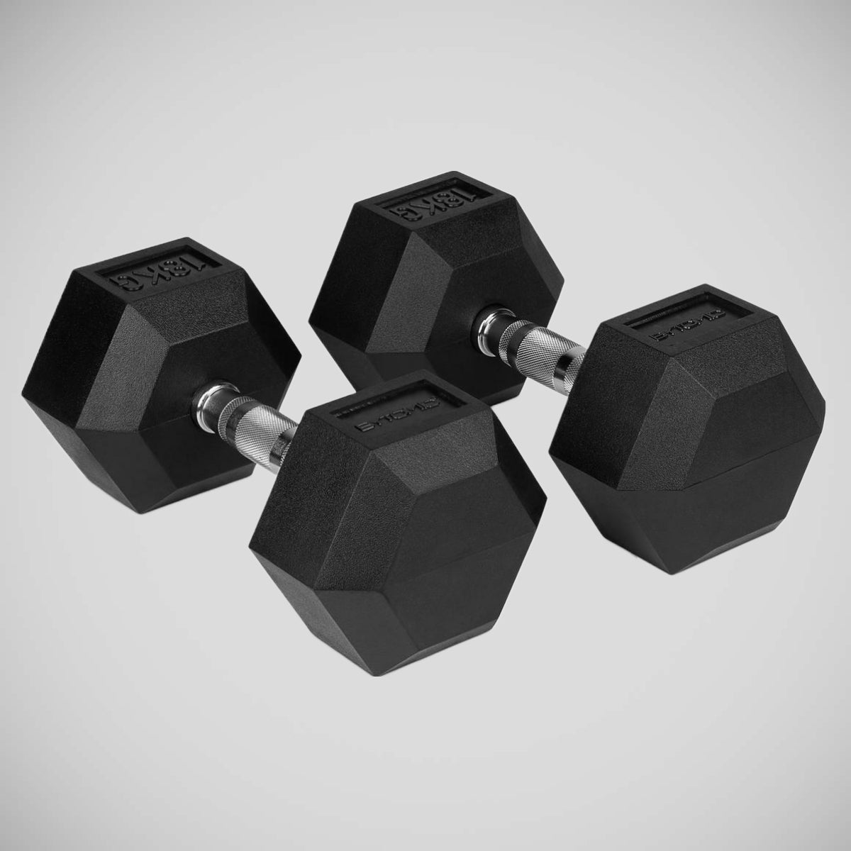 Black Bytomic Rubber 18kg Hexagon Dumbbell Set