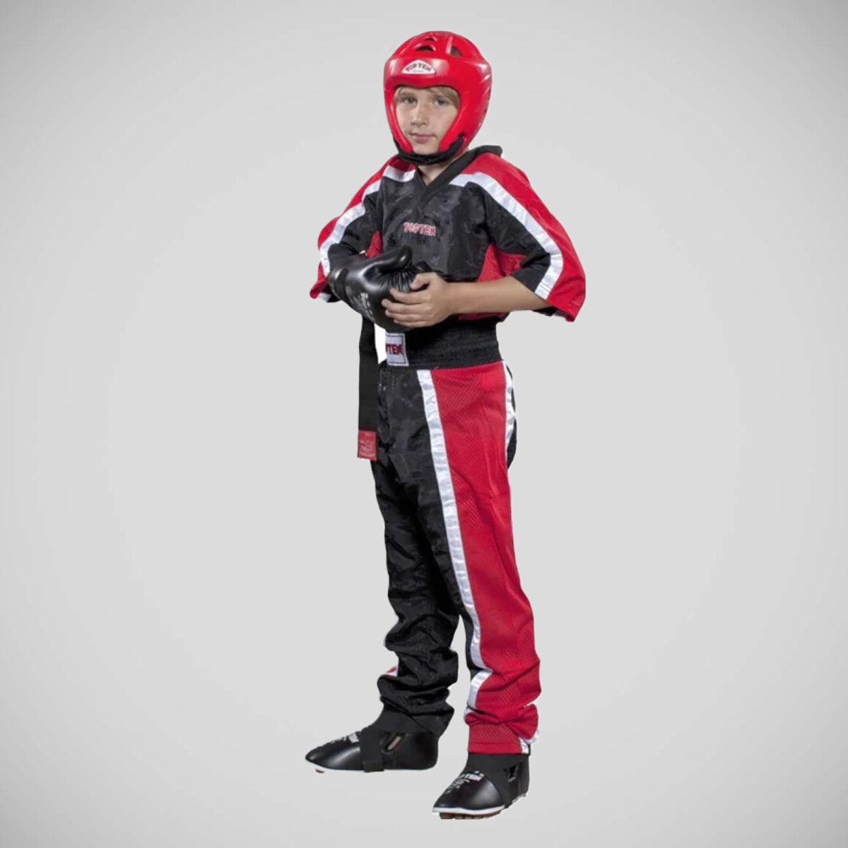 Black/Red Top Ten Kids Mesh Kickboxing Pants