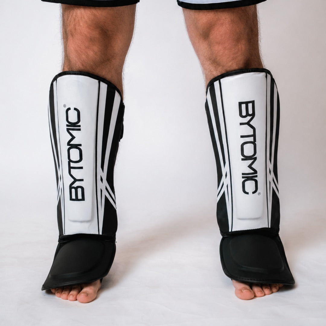 Black/White Bytomic Axis V2 Shin Instep Guards