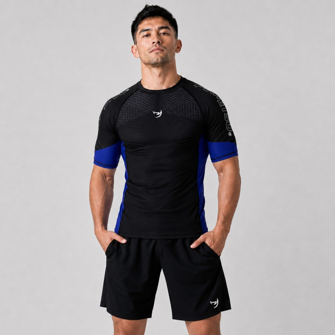 Black/Blue Fumetsu Competitor MK2 Short Sleeve Rash Guard