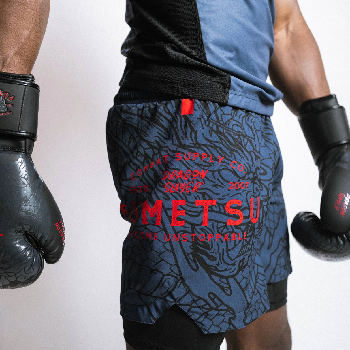 Fumetsu Dragon Slayer Dual Layer Shorts Blue/Black/Red