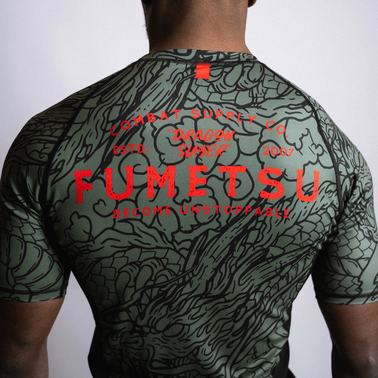 Fumetsu Dragon Slayer Short Sleeve Rash Guard Khaki/Orange