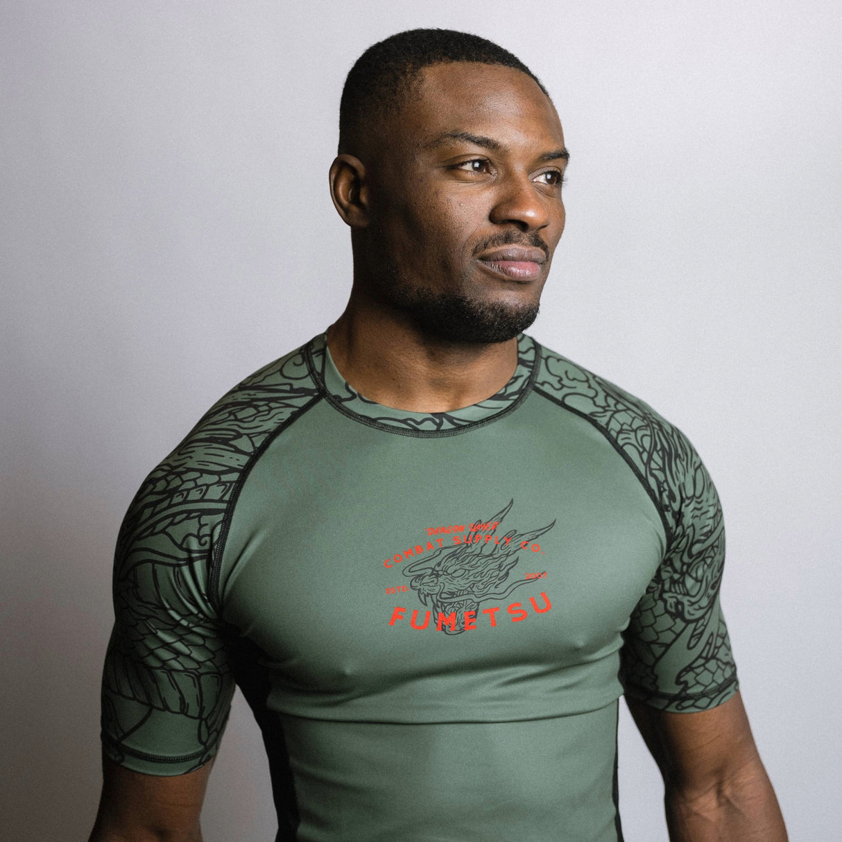 Fumetsu Dragon Slayer Short Sleeve Rash Guard Khaki/Orange