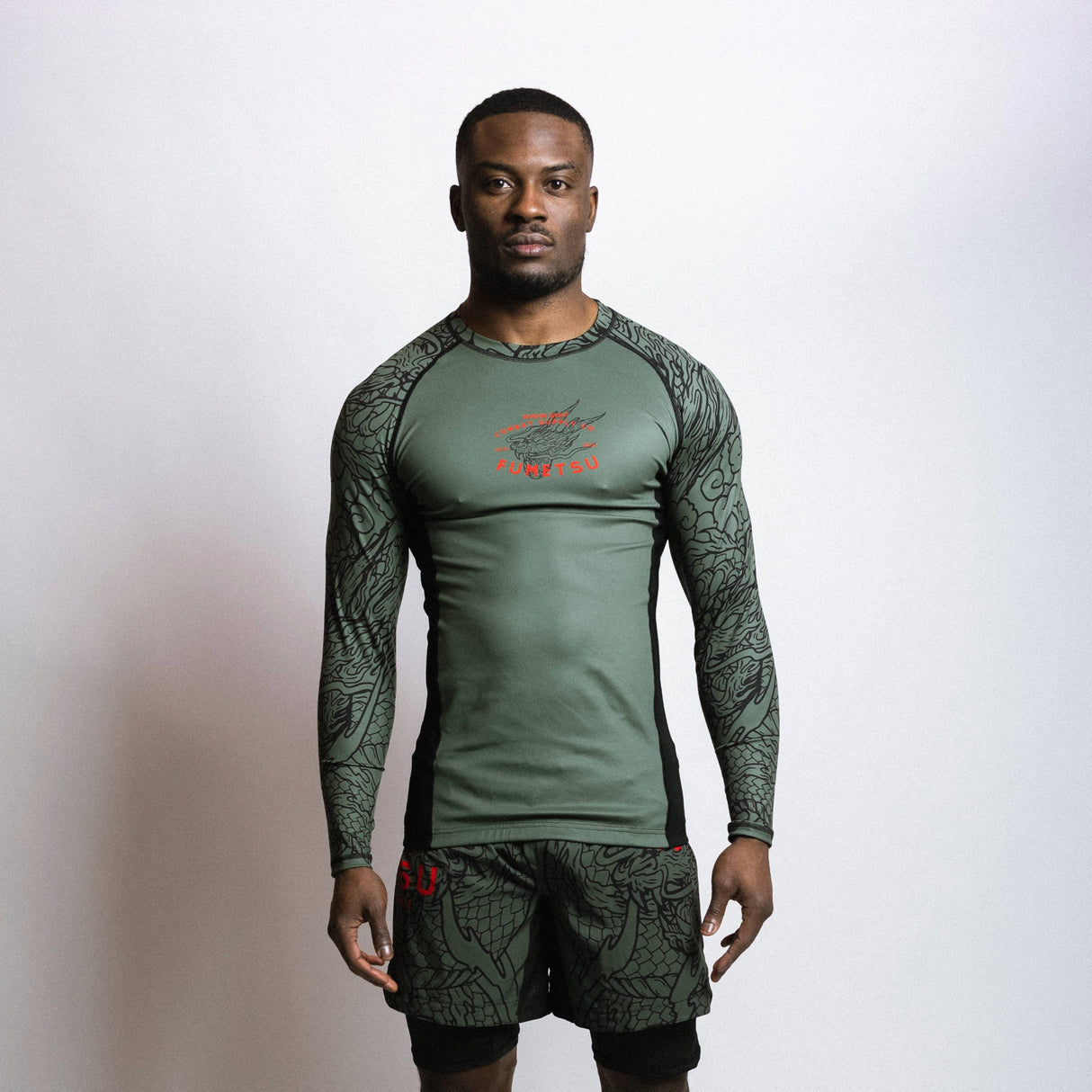 Fumetsu Dragon Slayer Long Sleeve Rash Guard Khaki/Orange