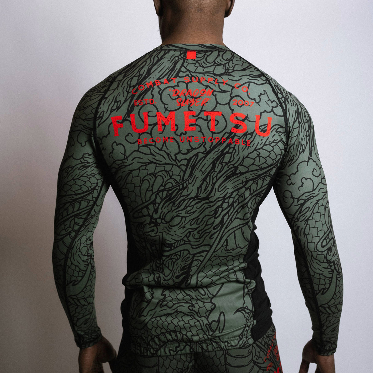 Fumetsu Dragon Slayer Long Sleeve Rash Guard Khaki/Orange