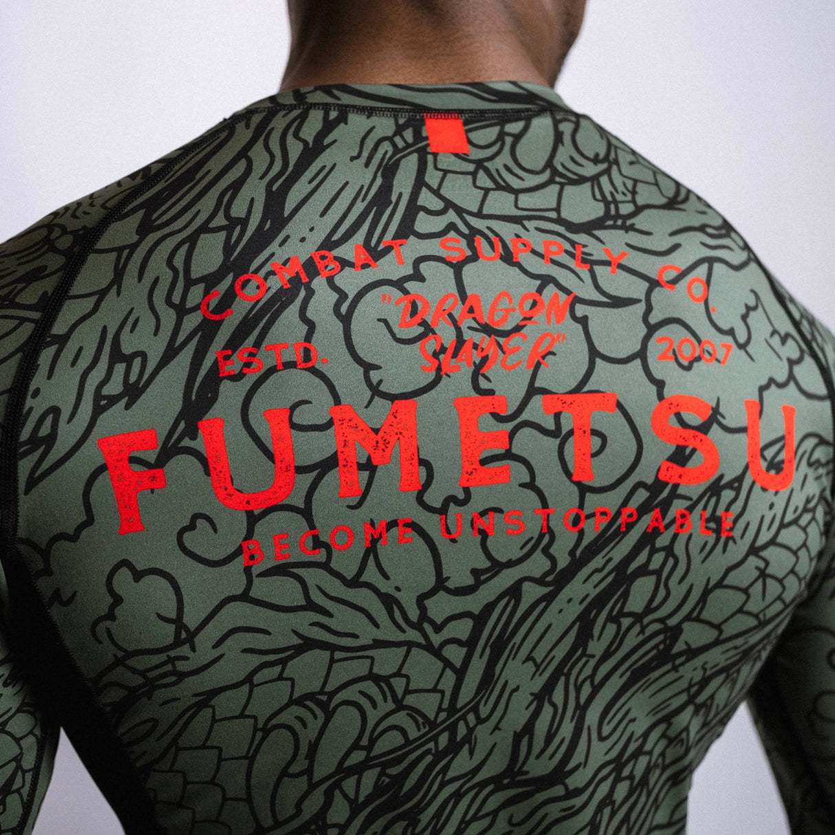 Fumetsu Dragon Slayer Long Sleeve Rash Guard Khaki/Orange