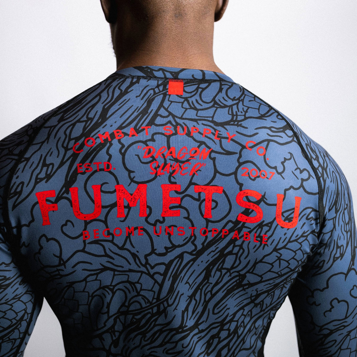 Fumetsu Dragon Slayer Long Sleeve Rash Guard Blue/Black/Red