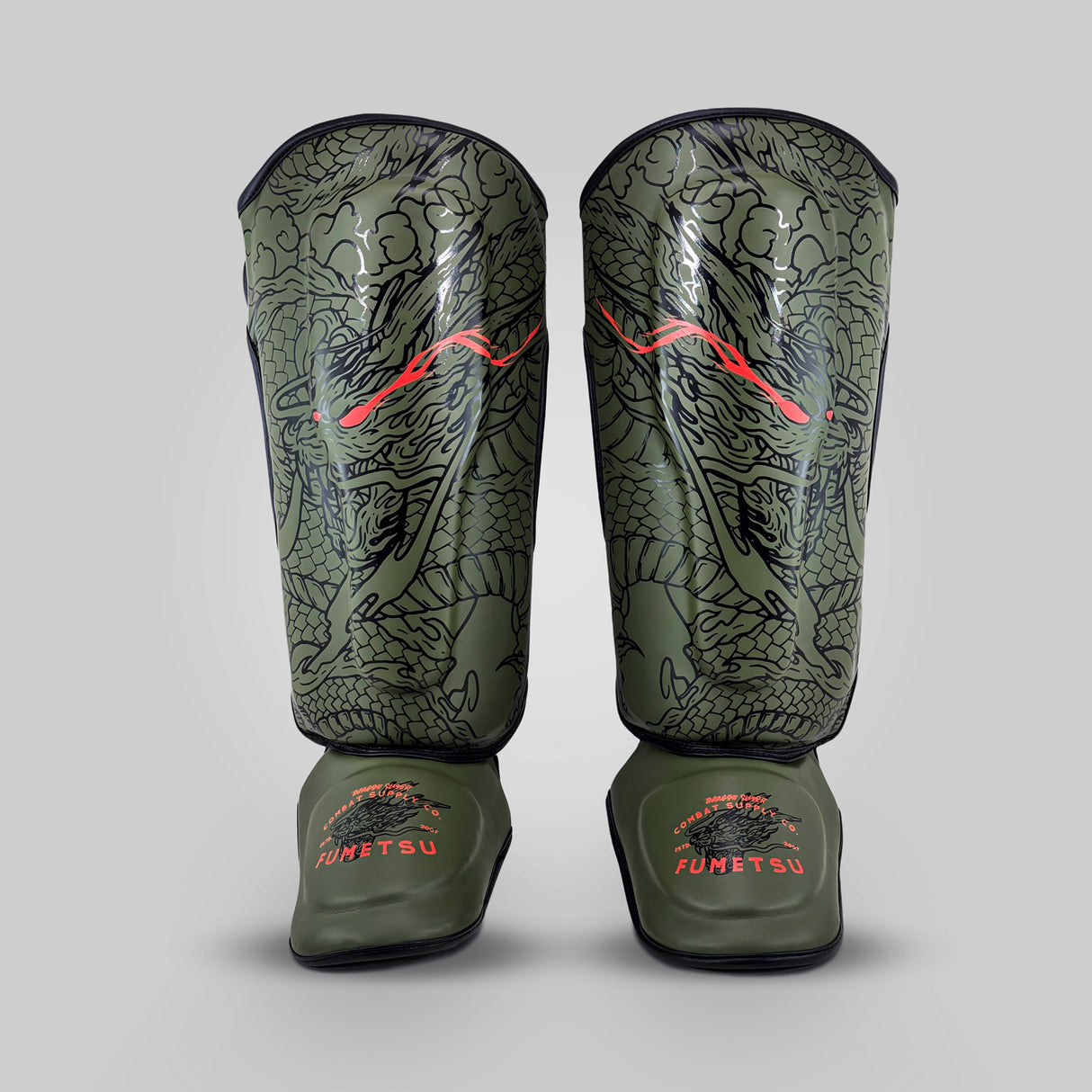 Fumetsu Dragon Slayer Shin Guards Khaki/Orange