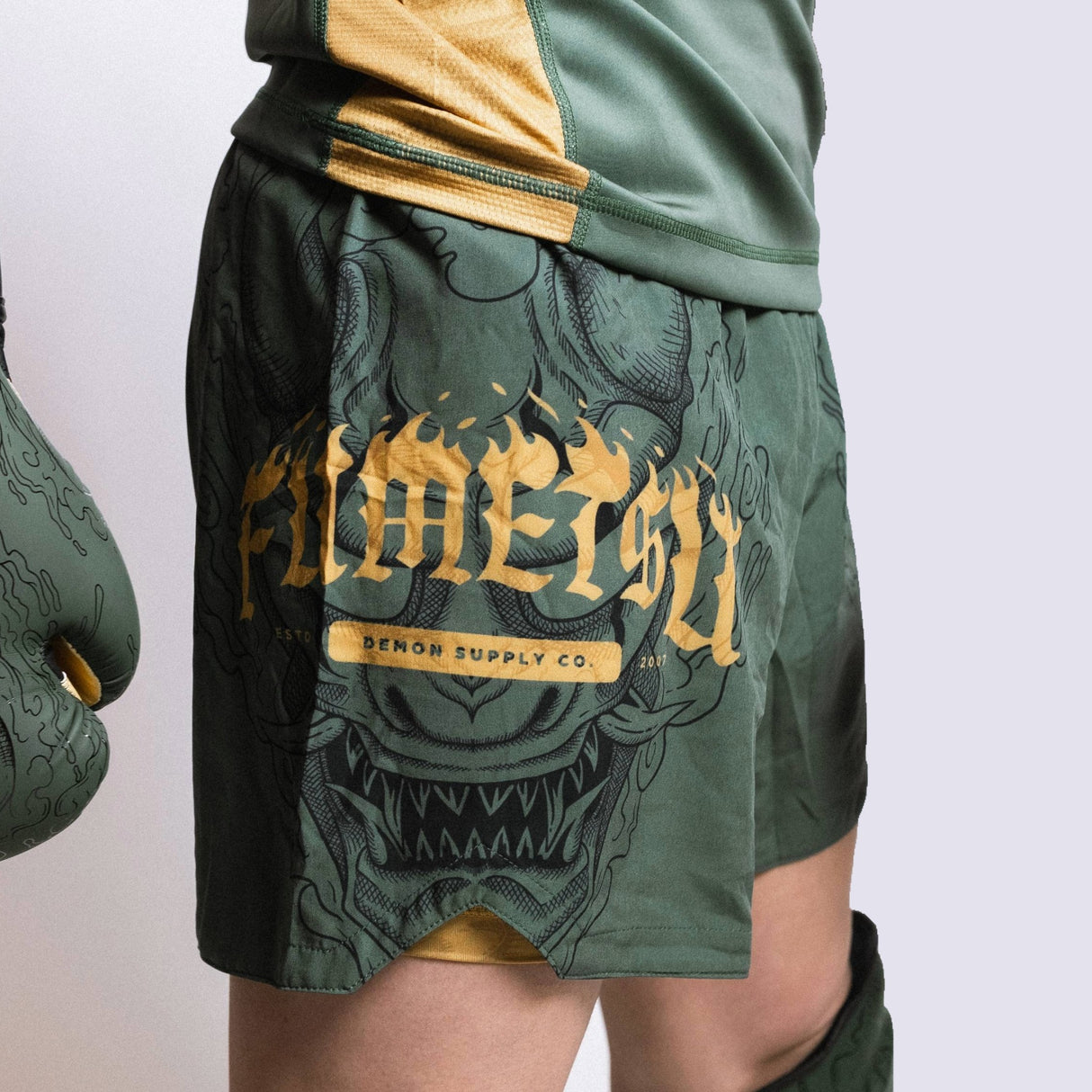 Fumetsu Oni Dual Layer Shorts Khaki/Gold/Black