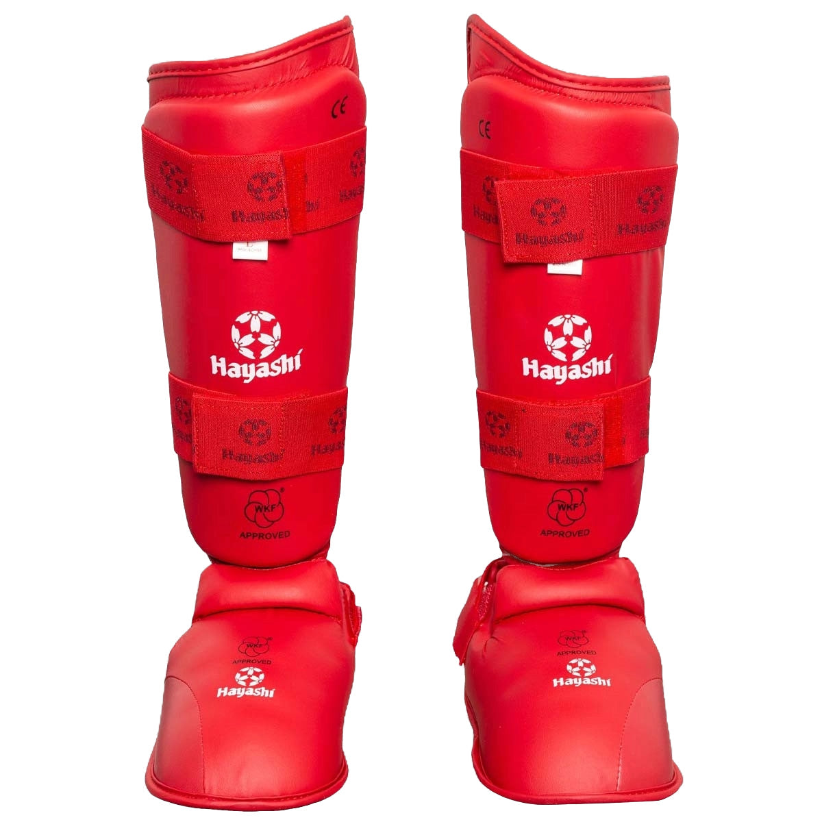 Hayashi WKF Approved Karate Shin-Instep Guard Red