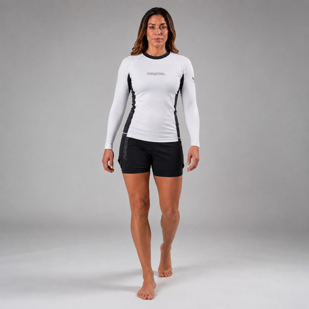 Fumetsu Icon Womens Long Sleeve Rash Guard White/Black