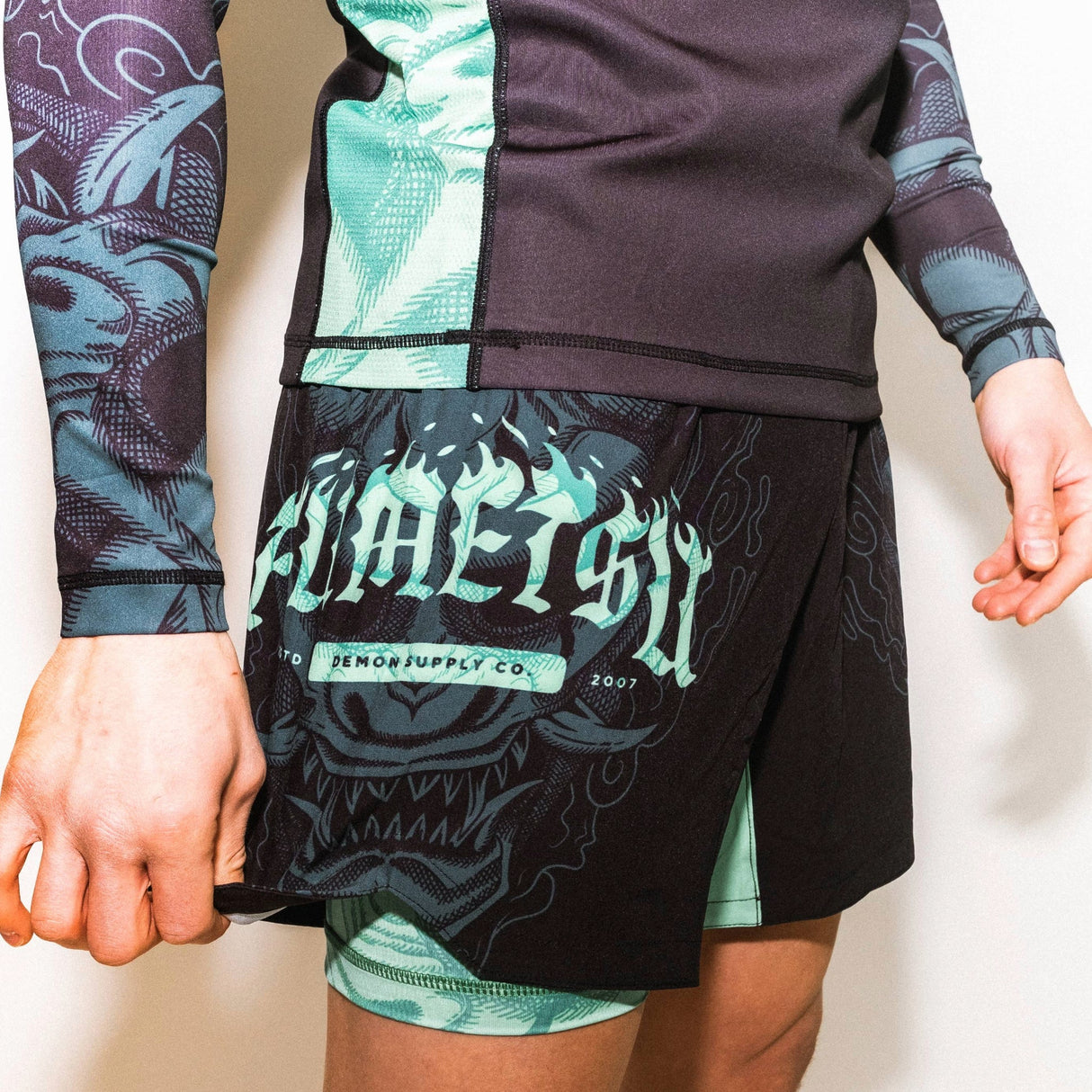 Fumetsu Oni Dual Layer Shorts Black/Blue/Mint