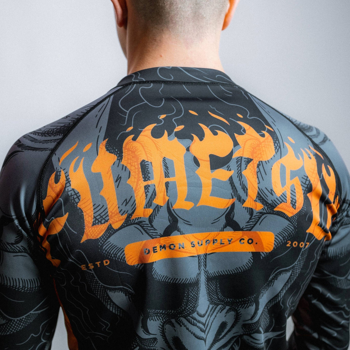 Fumetsu Oni Long Sleeve Rash Guard Black/Grey/Bronze
