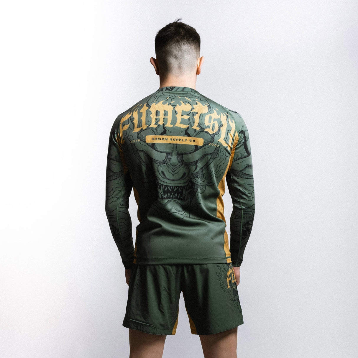 Fumetsu Oni Long Sleeve Rash Guard Khaki/Gold/Black