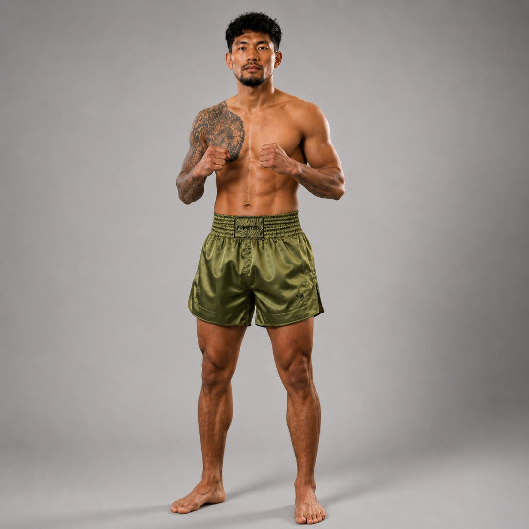 Khaki Fumetsu Origins Muay Thai Shorts