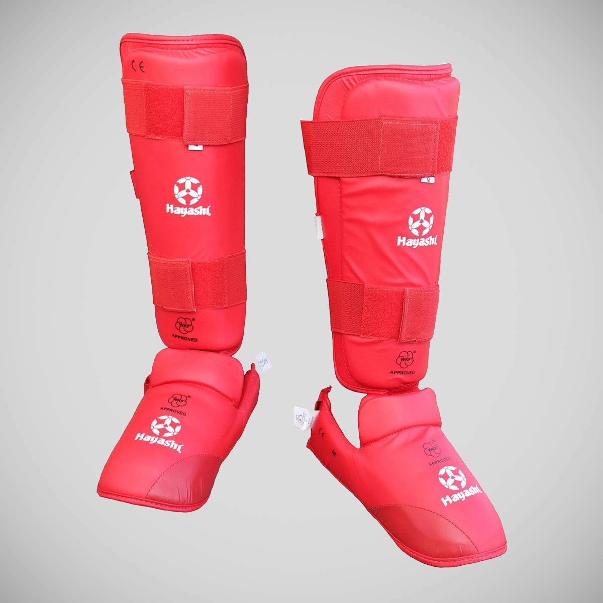 Red Hayashi WKF Approved Karate Shin-Instep Guard