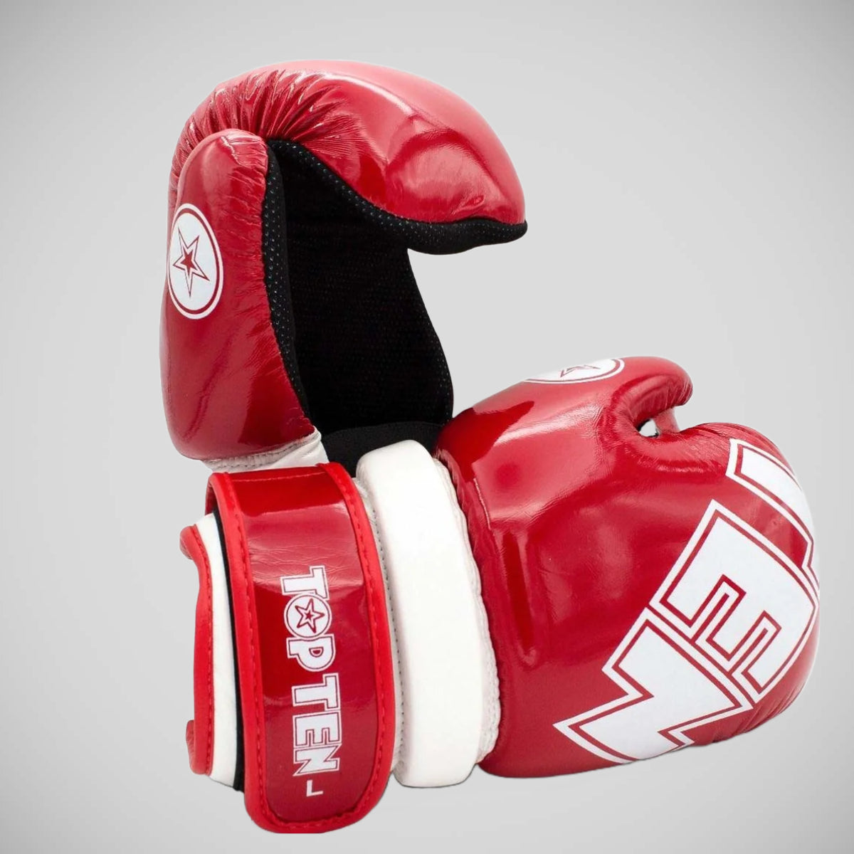 Red/White Top Ten Glossy Block Pointfighter Gloves