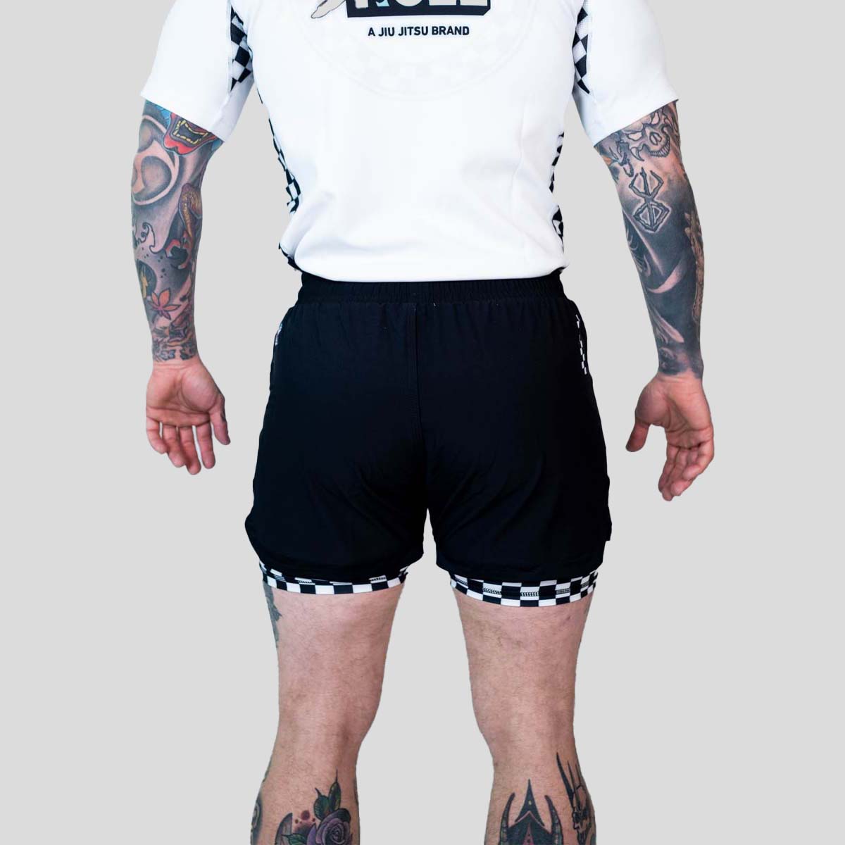 Roll Supreme The Finisher 2 in 1 Jiu Jitsu Shorts Black/White