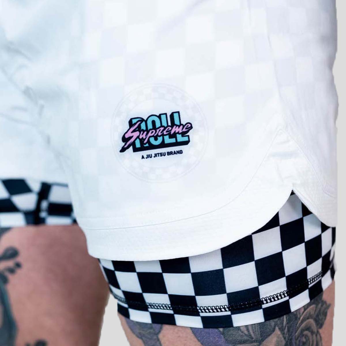 Roll Supreme The Finisher 2 in 1 Jiu Jitsu Shorts White/Black