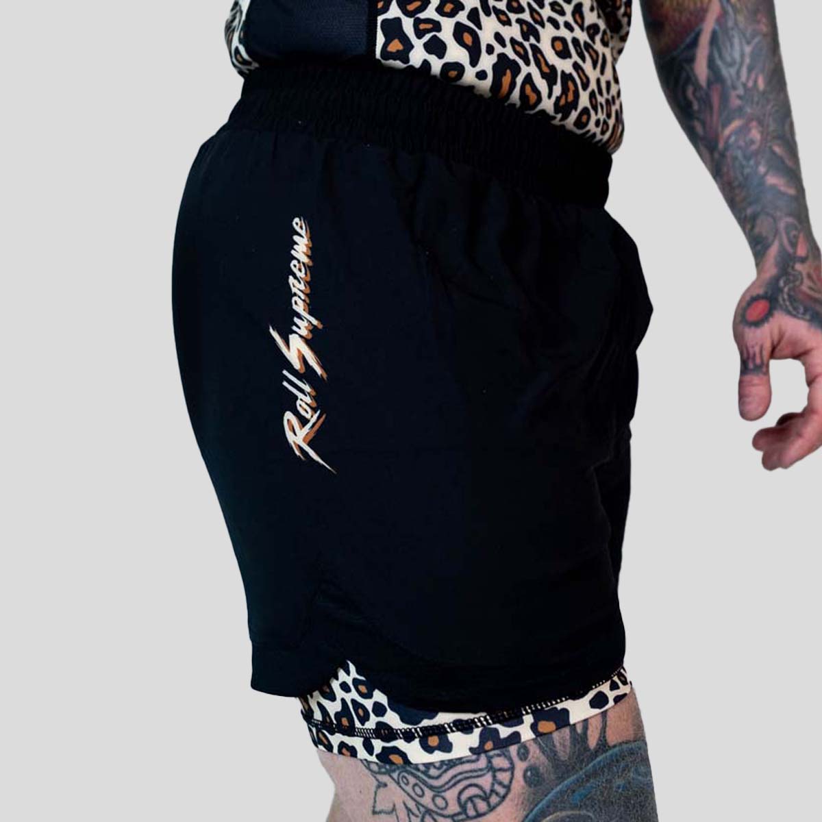 Roll Supreme The Butcher 2 in 1 Jiu Jitsu Shorts Yellow/Brown