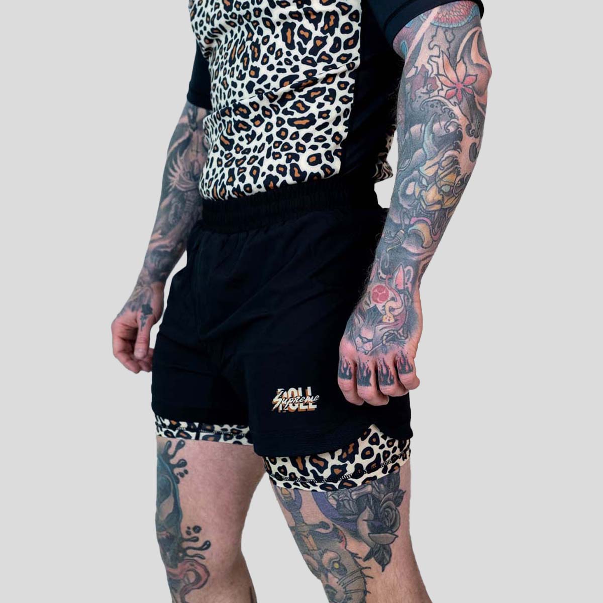 Roll Supreme The Butcher 2 in 1 Jiu Jitsu Shorts Yellow/Brown