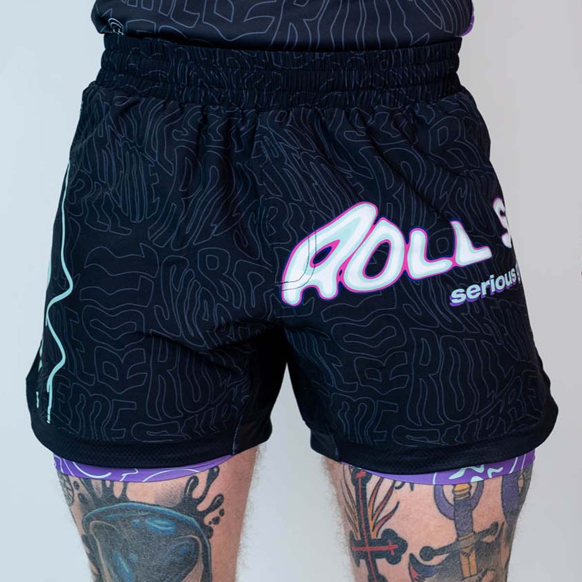 Roll Supreme The Rave Ultraviolet Brain Freeze 2 in 1 Jiu Jitsu Shorts