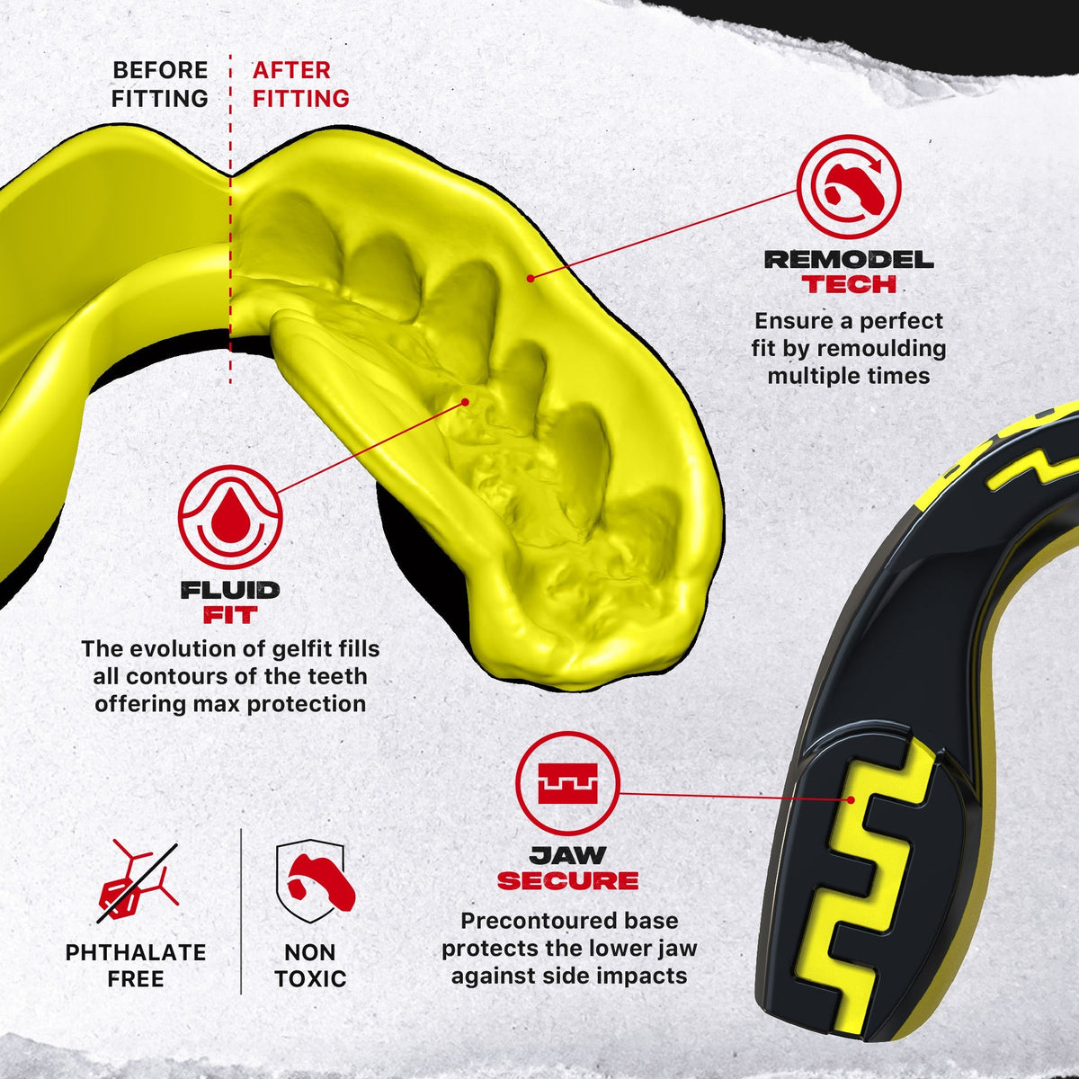 Black/Yellow SAFEJAWZ Extro Series Boom Mouthguard - view 3