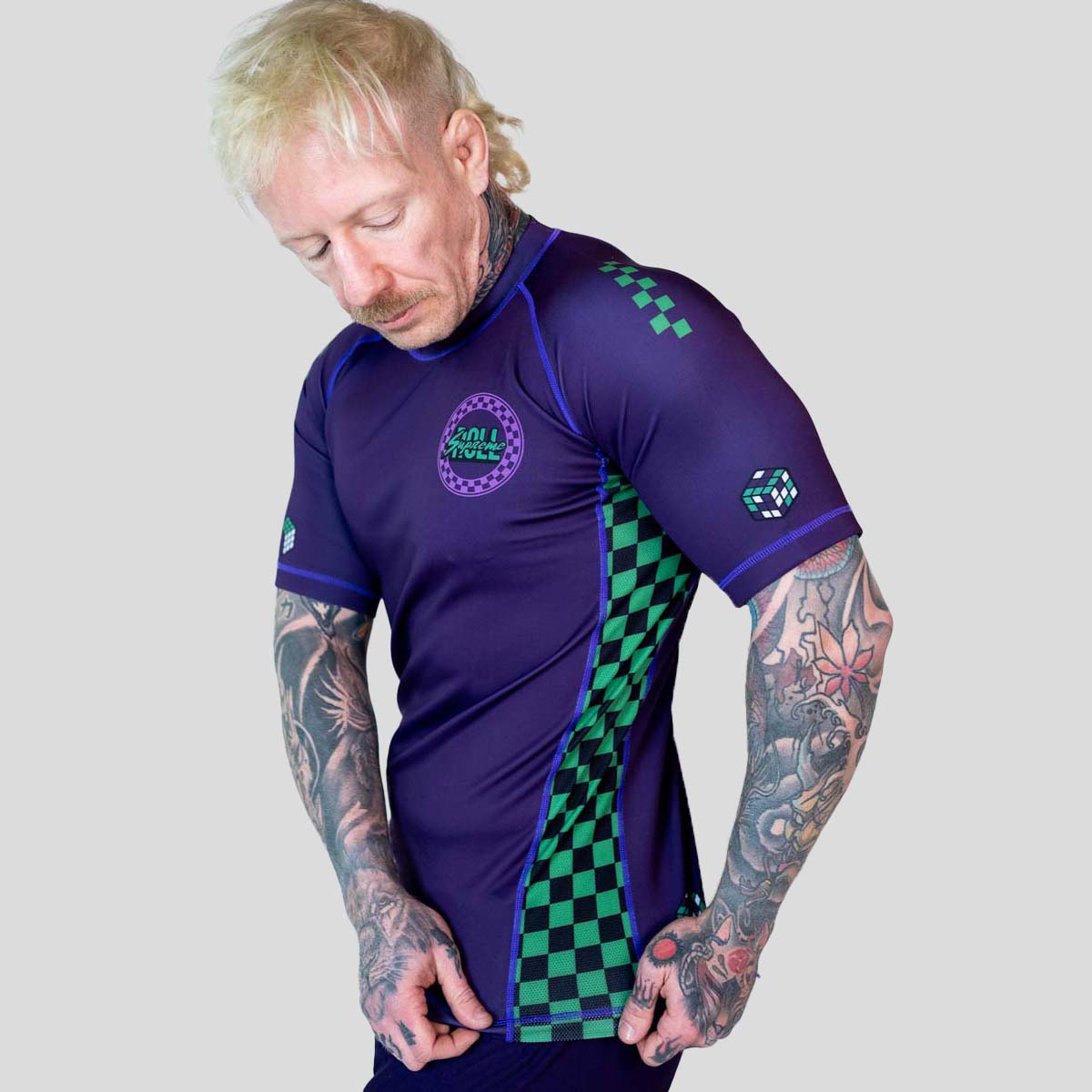 Roll Supreme The Finisher Short Sleeve Rash Guard Purple/Green