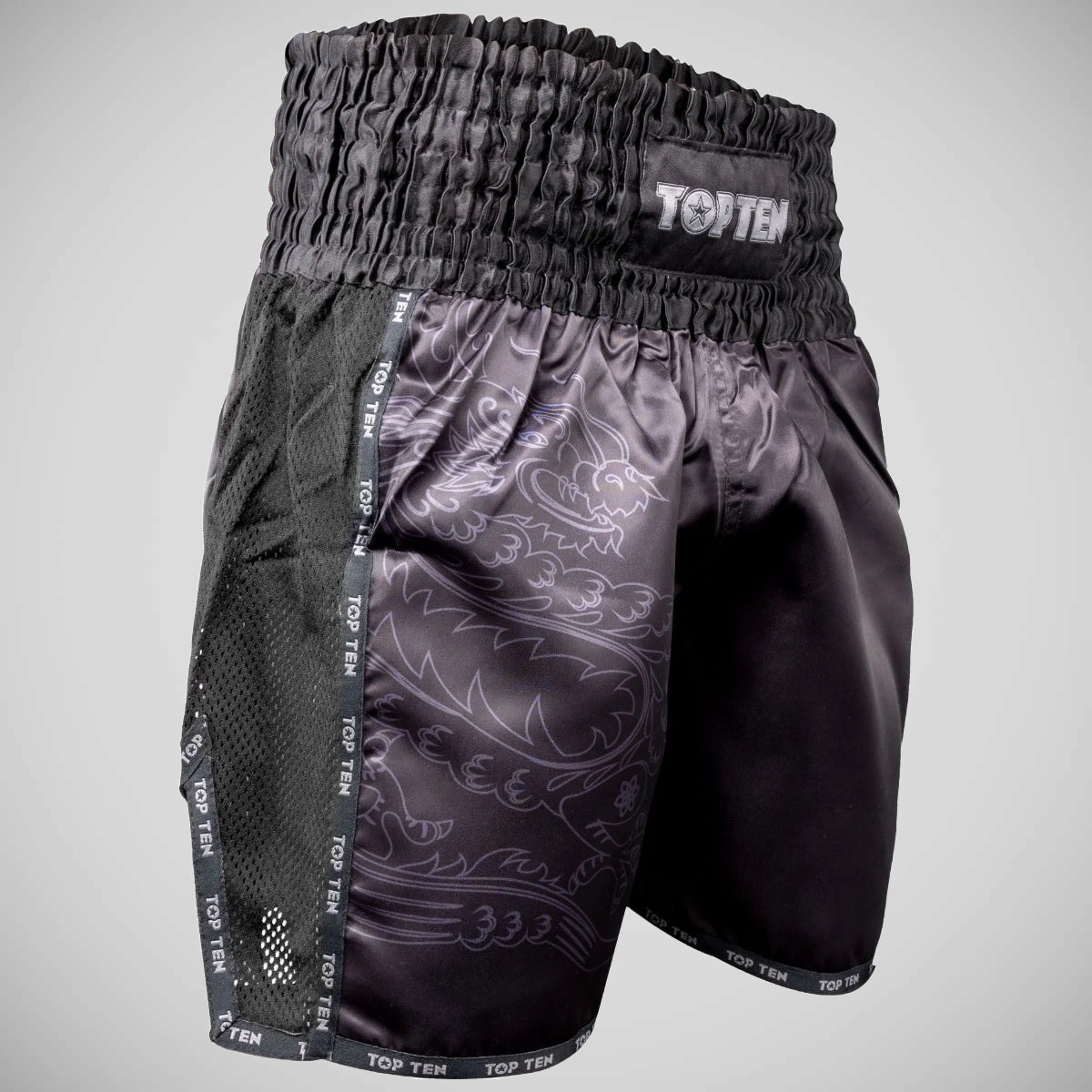 Top Ten Dragon Kickboxing Shorts Black/Black