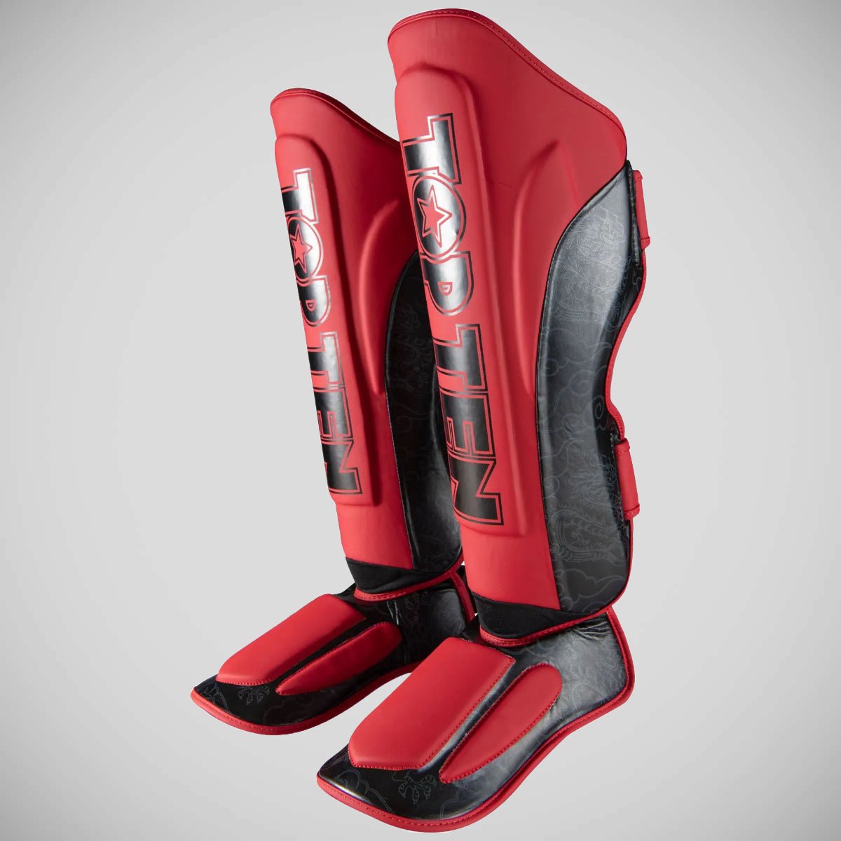 Top Ten Dragon Shin and Instep Guard Red/Black