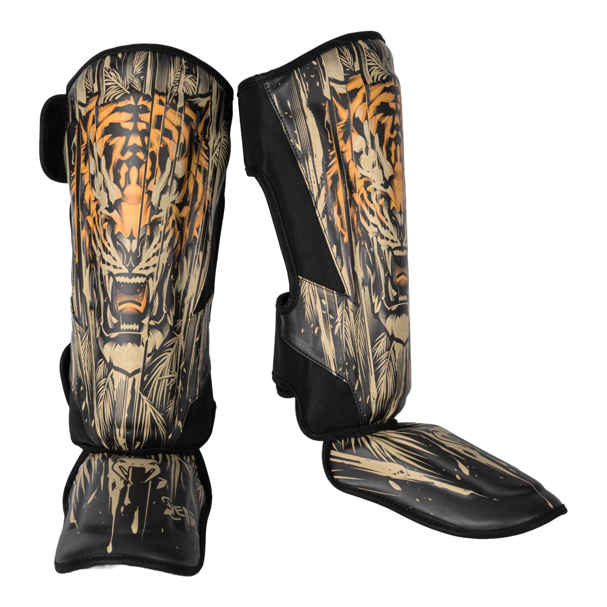 Venum Tiger Kids Shin Guards Black/Orange