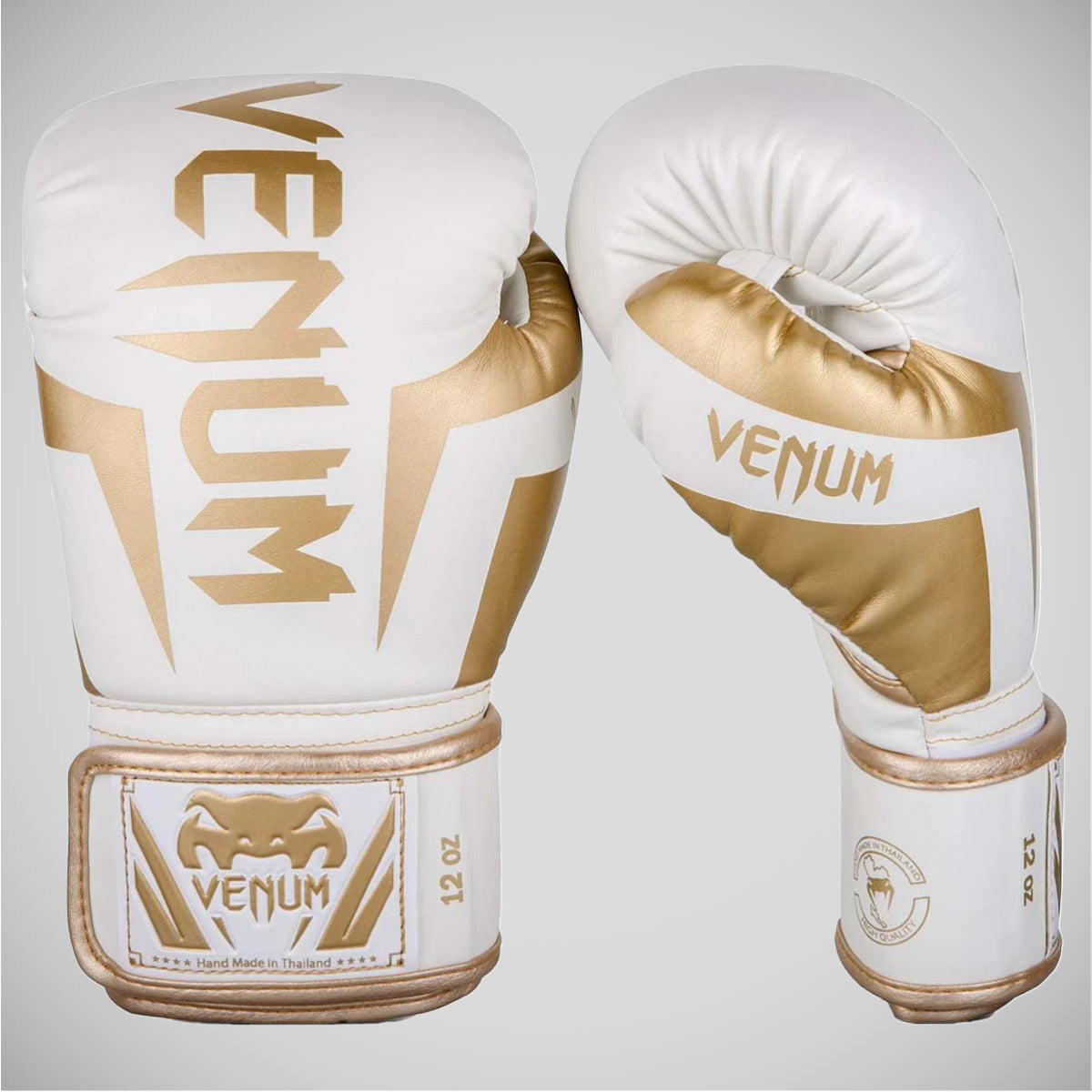 White/Gold Venum Elite Boxing Gloves