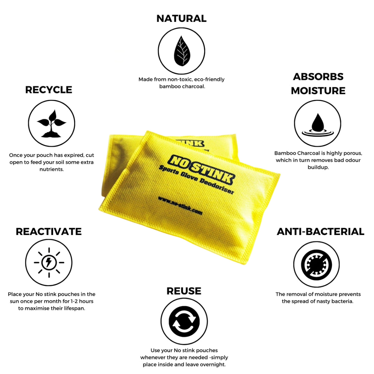 Yellow No Stink Sports Glove Deodouriser