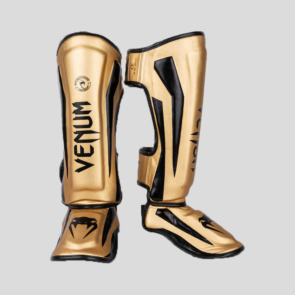Venum Elite Stand Up Shin Guards Gold/Black