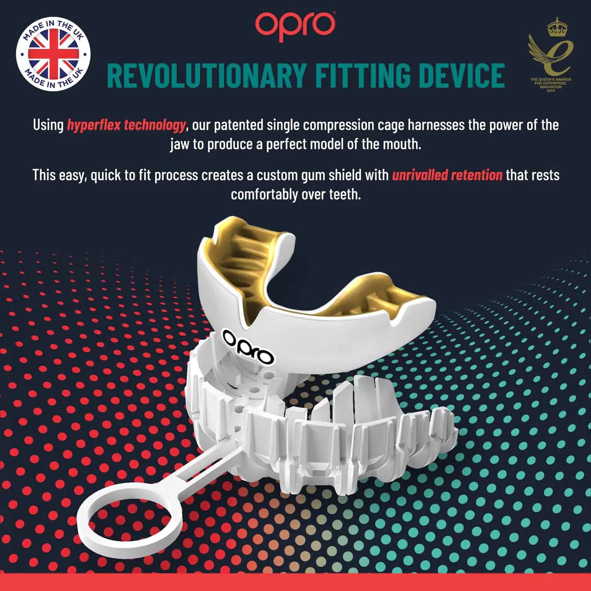 Opro Junior Instant Custom-Fit Single Colour Mouth Guard Dark Blue/Gold