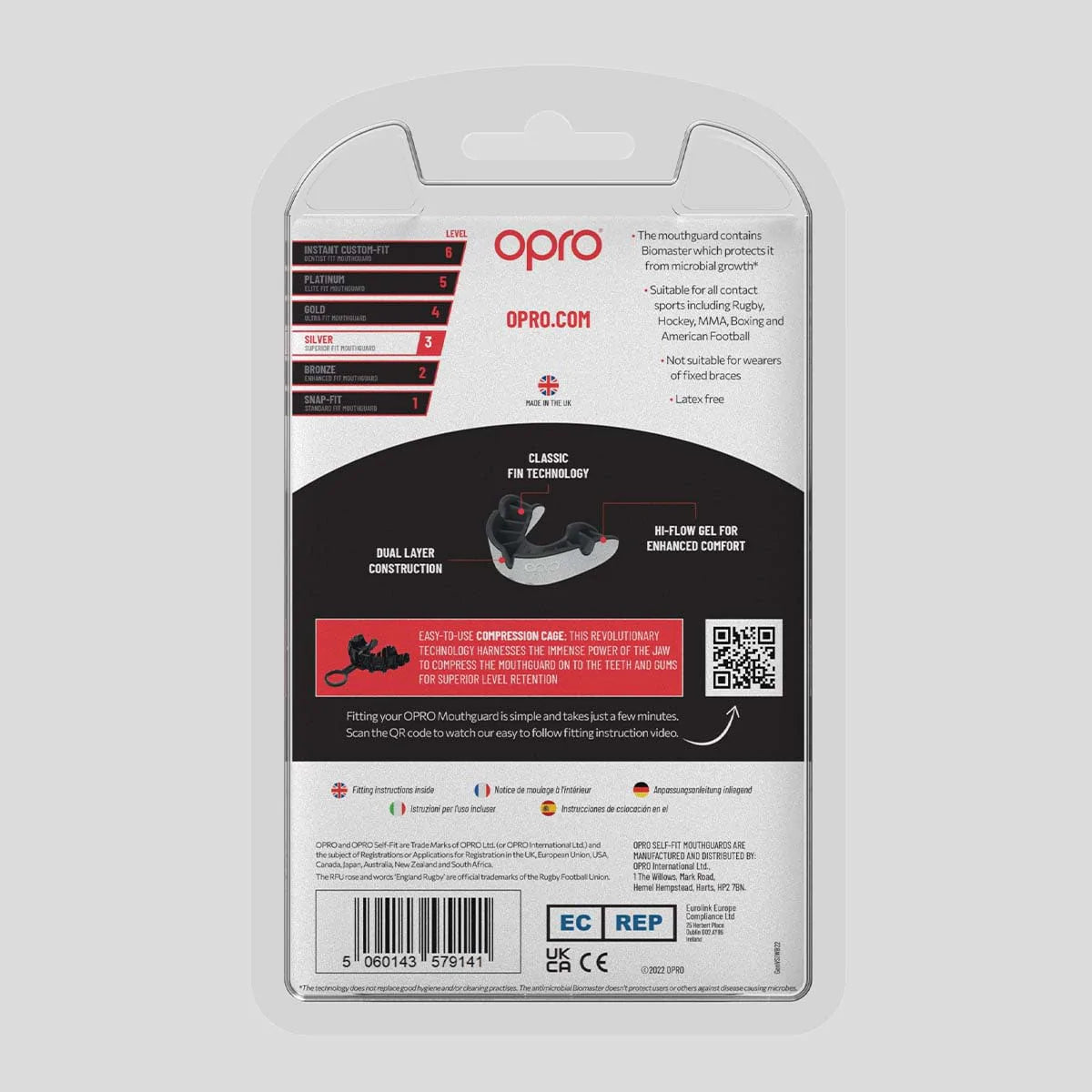 Opro Silver Gen 4 Mouth Guard White/Black