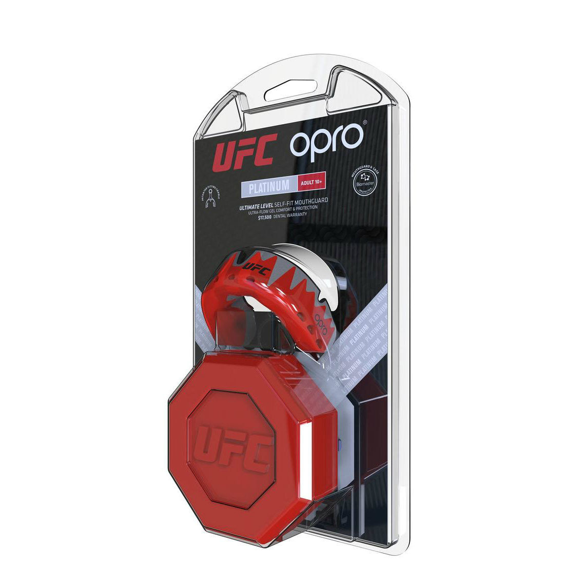 Opro UFC Platinum Fangz Mouth Guard Red Metal/Black