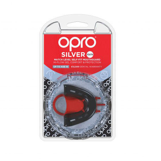 Opro Junior Silver Gen 4 Mouth Guard Black/Red