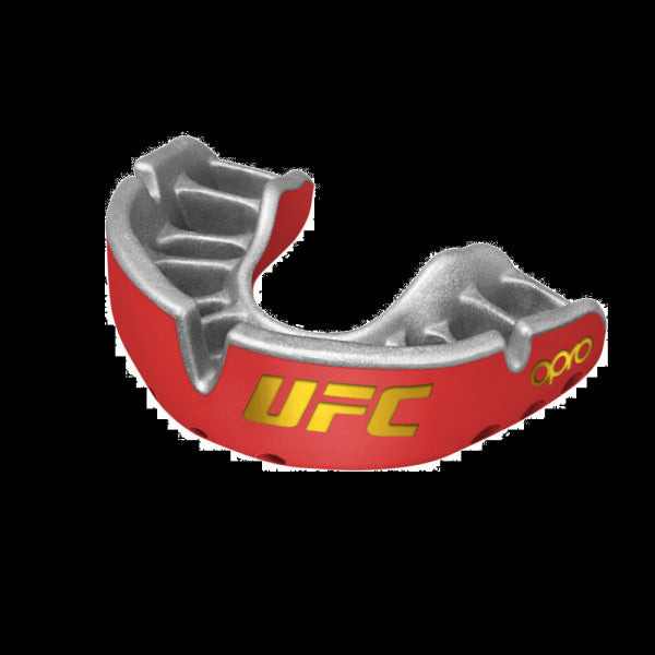 Opro UFC Gold Mouth Guard Red Metal-Silver