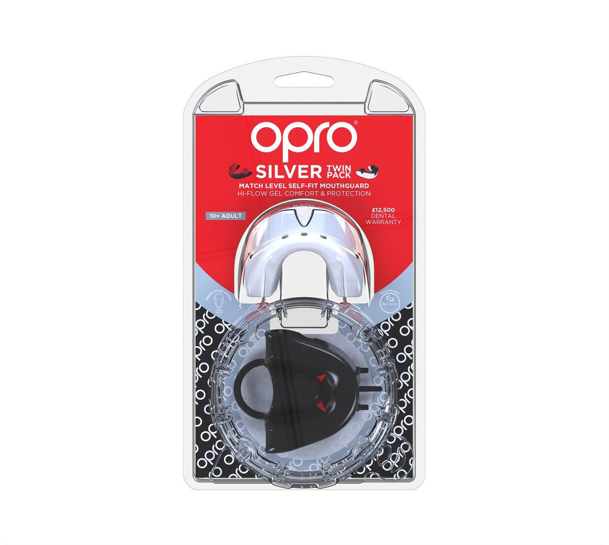 Opro Silver Twin Pack Gen 4 Mouth Guard Black/White