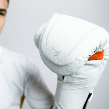 Alpha Pro MK2 Boxing Gloves White Photoshoot 7