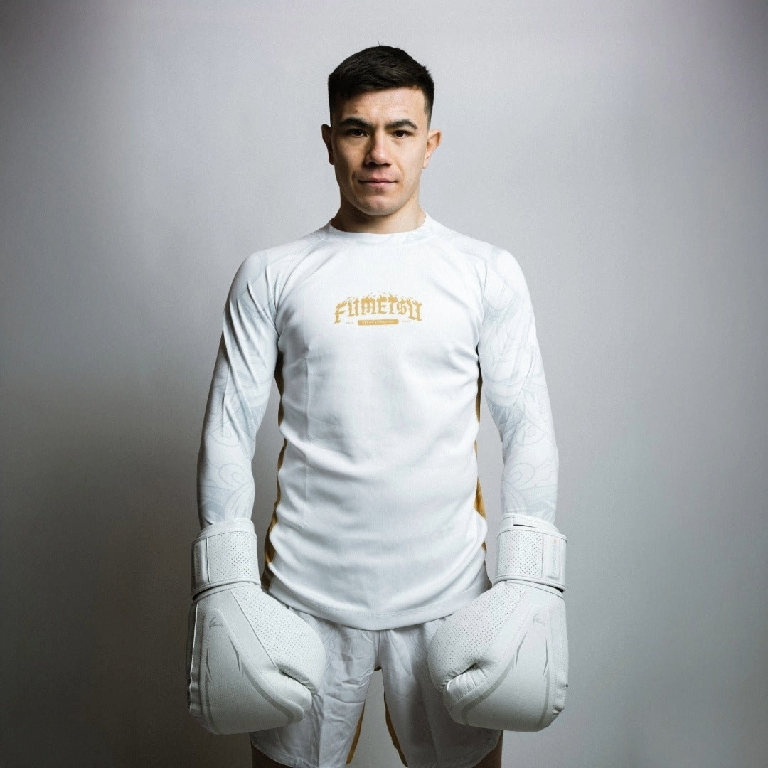 Alpha Pro MK2 Boxing Gloves White Photoshoot 4
