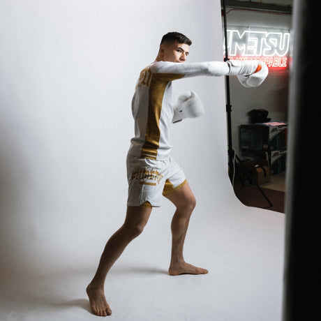 Alpha Pro MK2 Boxing Gloves White Photoshoot 6