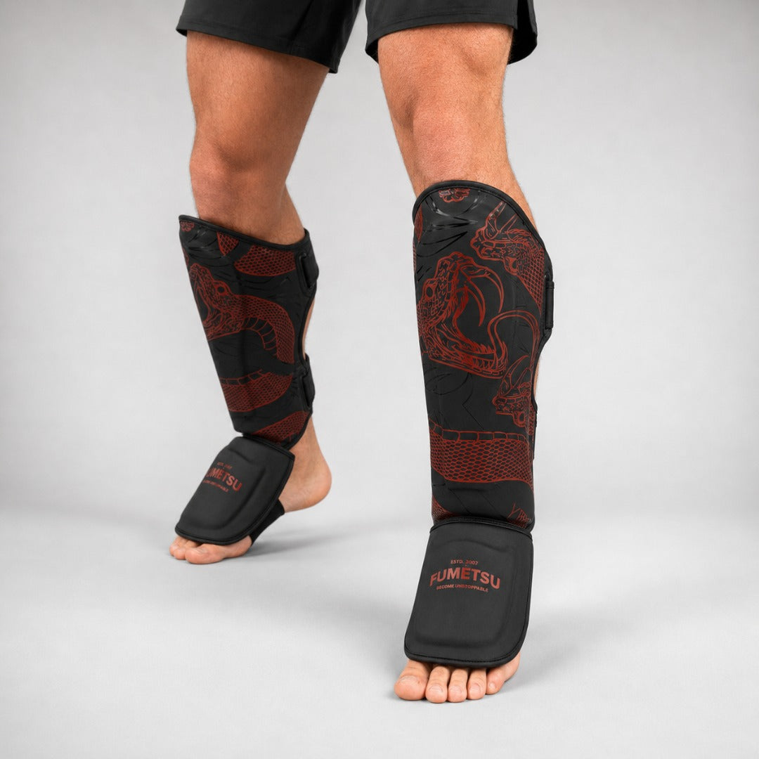 Fumetsu Anaconda Shin/Instep Guards Black/Red Lifestyle 4